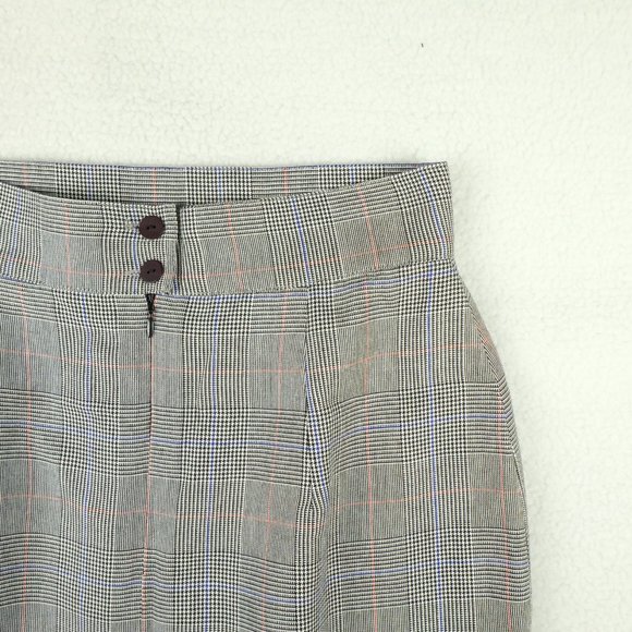 Vintage Womens Straight Skirt 10 Gray Houndstooth Check Midi Pleated Classic 80s - Picture 2 of 14